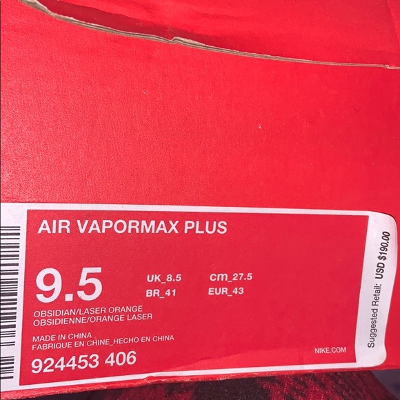 Air Vapormax Plus Obsidian/Laser Orange - Picture 2 of 2